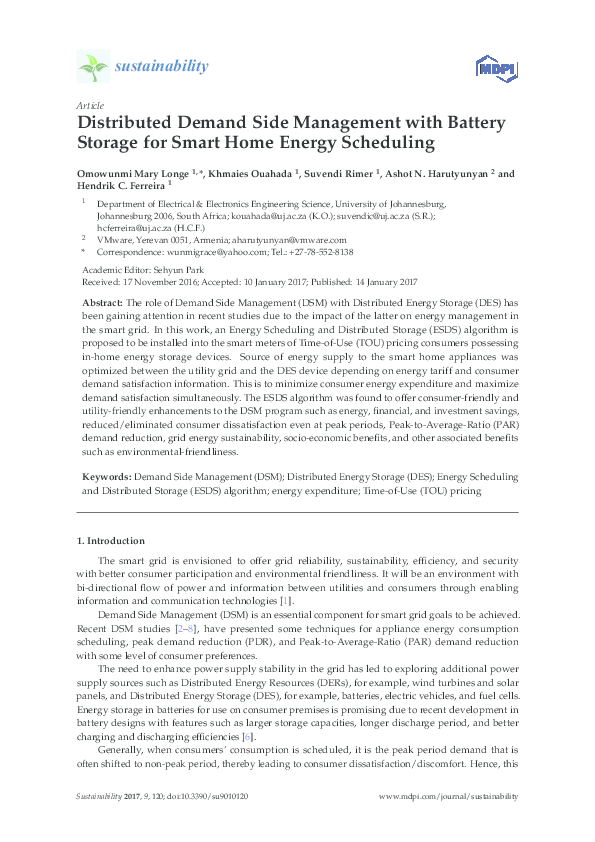 (PDF) Distributed Demand Side Management with Battery Storage for Smart ...