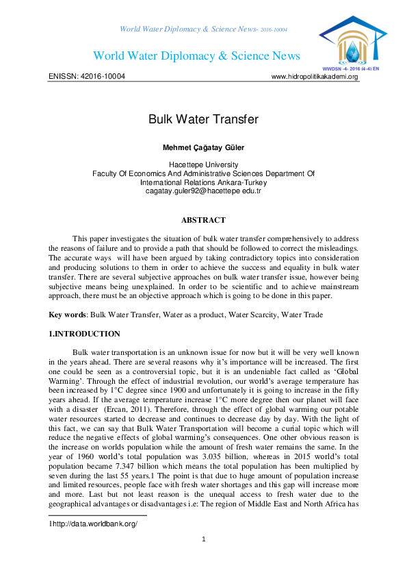 (PDF) Bulk Water Transfer