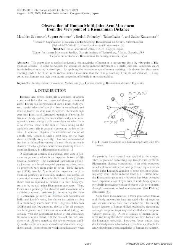 (PDF) Observation of human multi-joint arm movement from the viewpoint ...