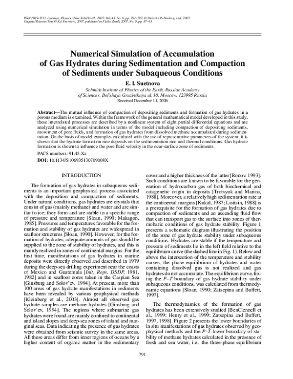 (PDF) Numerical simulation of accumulation of gas hydrates during ...