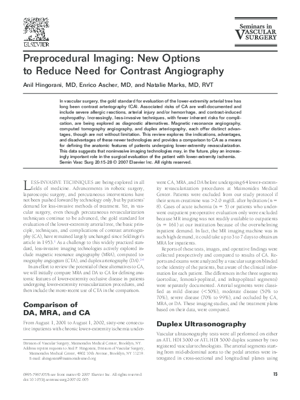 (PDF) Preprocedural Imaging: New Options to Reduce Need for Contrast ...