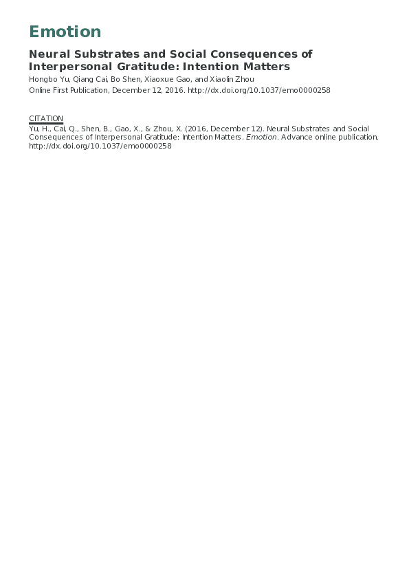 (PDF) Emotion Neural Substrates and Social Consequences of ...