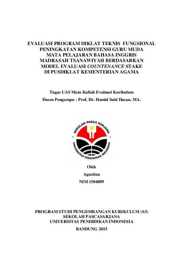 (PDF) EVALUASI PROGRAM DIKLAT TEKNIS FUNGSIONAL PENINGKATAN KOMPETENSI