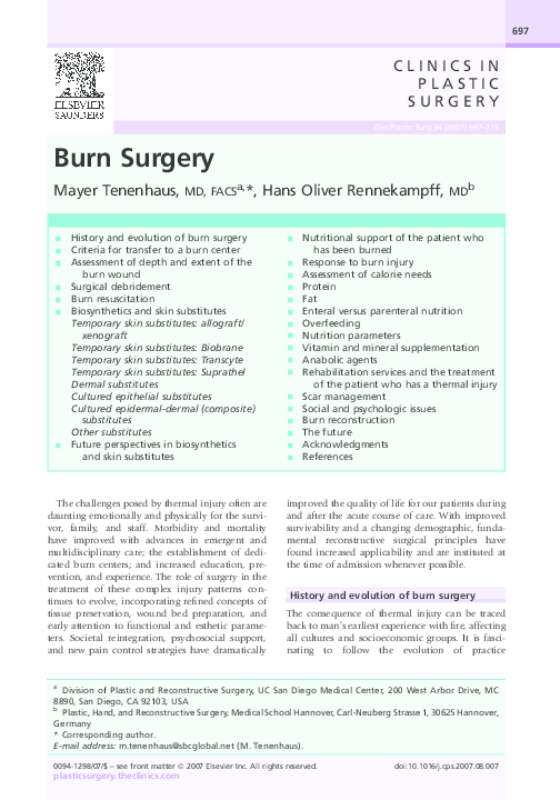 (PDF) Burn Surgery HansOliver Rennekampff Academia.edu