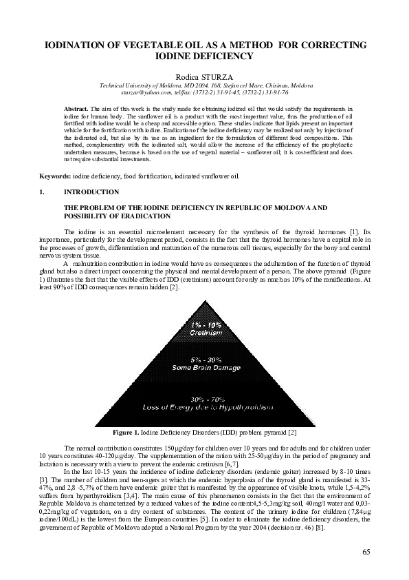(PDF) IODINATION OF VEGETABLE OIL AS A METHOD FOR CORRECTING IODINE