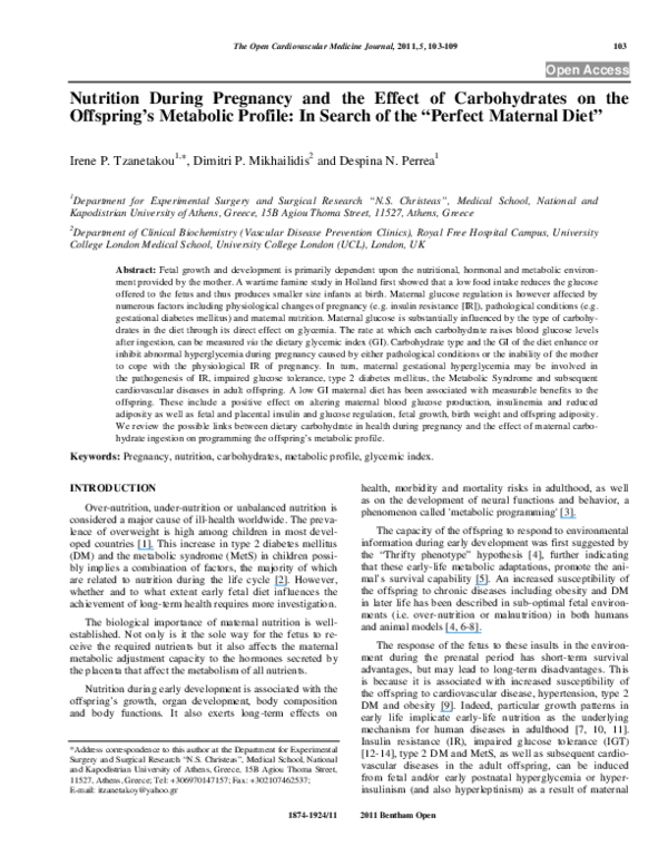 (PDF) Nutrition During Pregnancy and the Effect of Carbohydrates on the ...