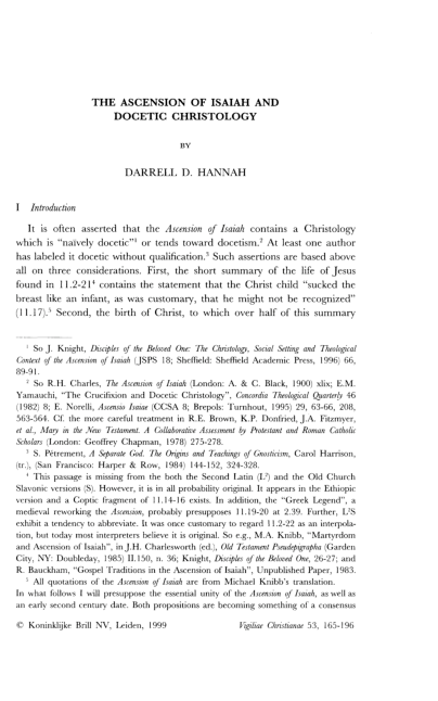 (PDF) The Ascension of Isaiah and Docetic Christology
