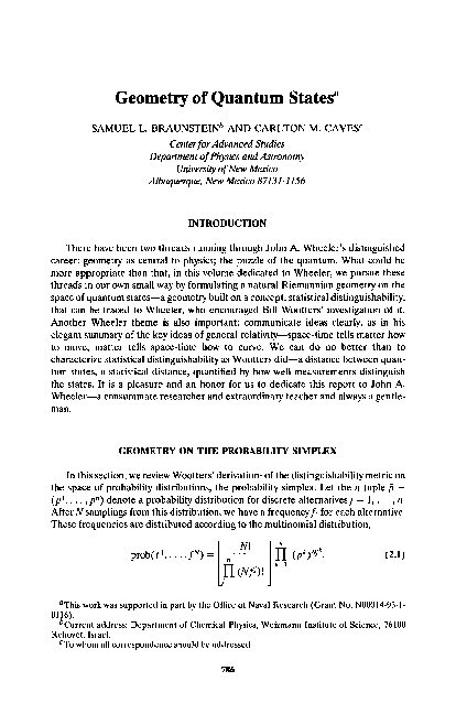 (PDF) Geometry of Quantum Statesa