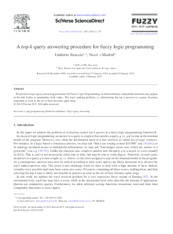 (PDF) A top-k query answering procedure for fuzzy logic programming