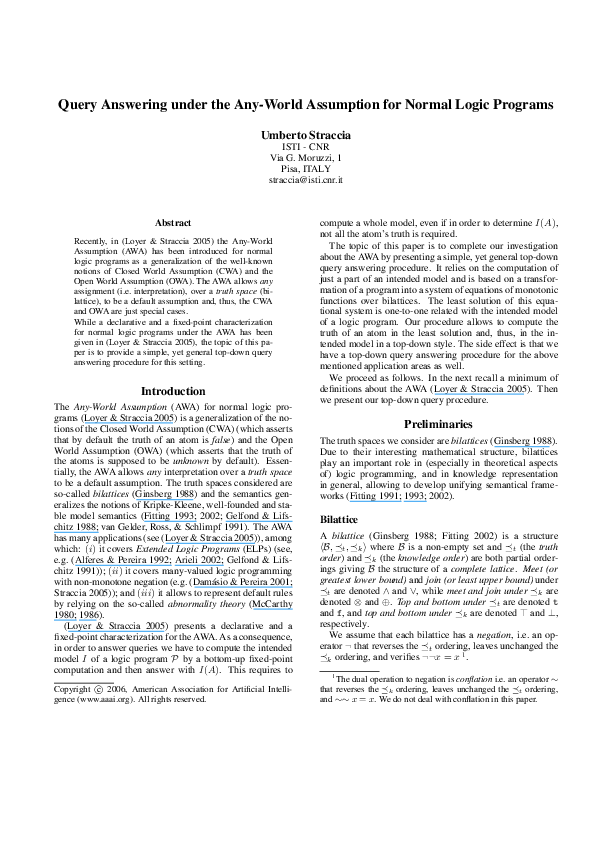 (PDF) A Top-Down Query Answering Procedure for Normal Logic Programs ...