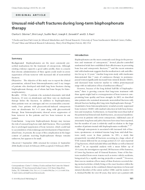 (PDF) Unusual mid-shaft fractures during long-term bisphosphonate therapy