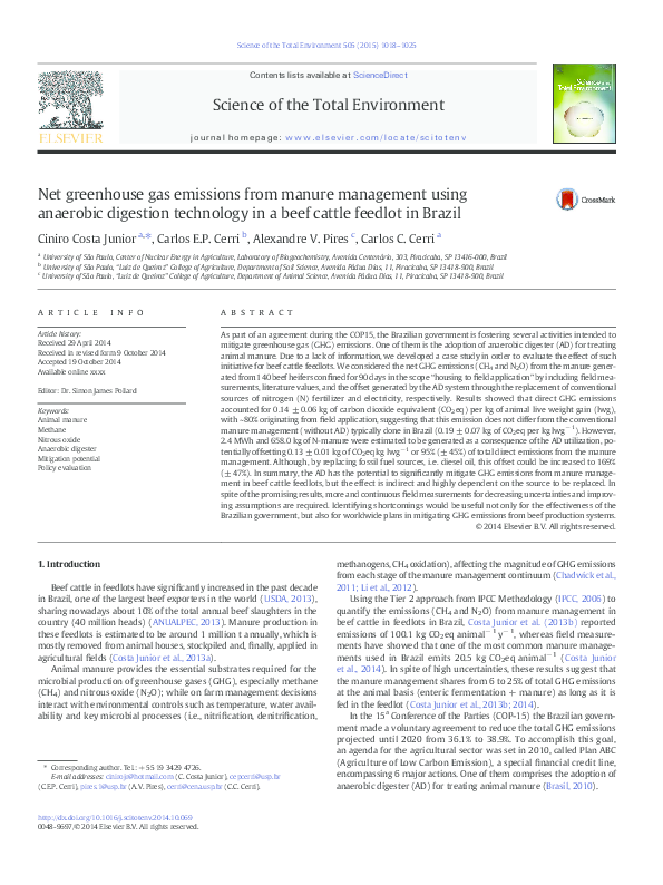 (PDF) Net greenhouse gas emissions from manure management using ...