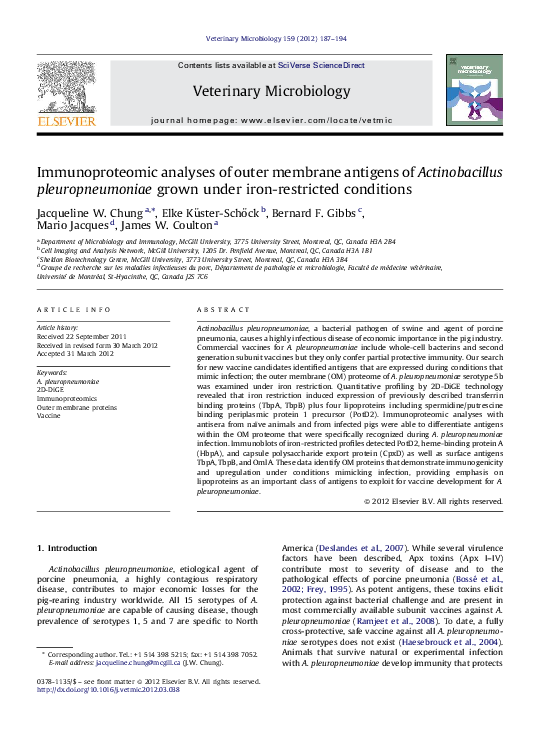 (PDF) Immunoproteomic analyses of outer membrane antigens of ...