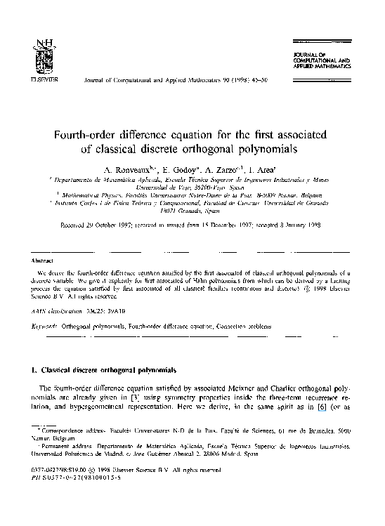 (PDF) Fourth-order difference equation for the first associated of ...