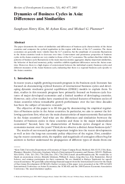 (PDF) Dynamics of Business Cycles in Asia: Differences and Similarities