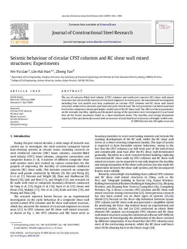 (PDF) Seismic behaviour of circular CFST columns and RC shear wall ...