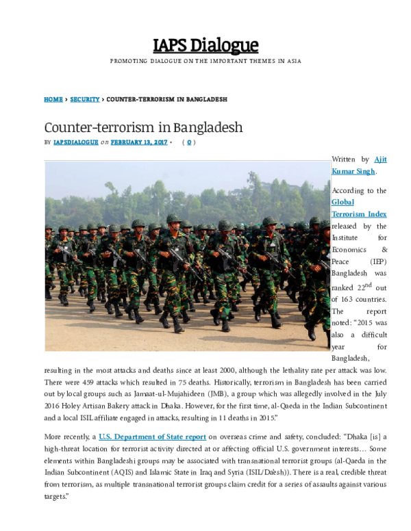 (PDF) Bangladesh: Counter-terrorism in Bangladesh
