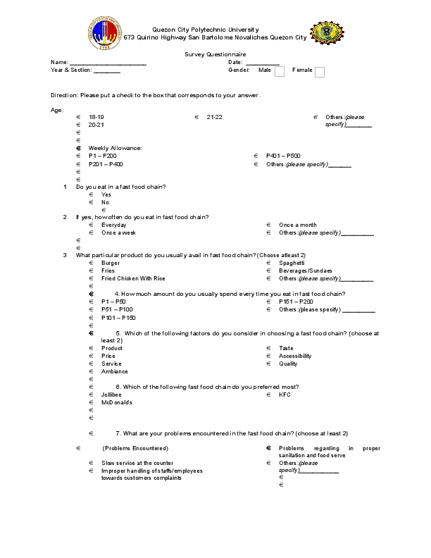 PDF Télécharger questionnaire fcs mcdo Gratuit PDF | PDFprof.com