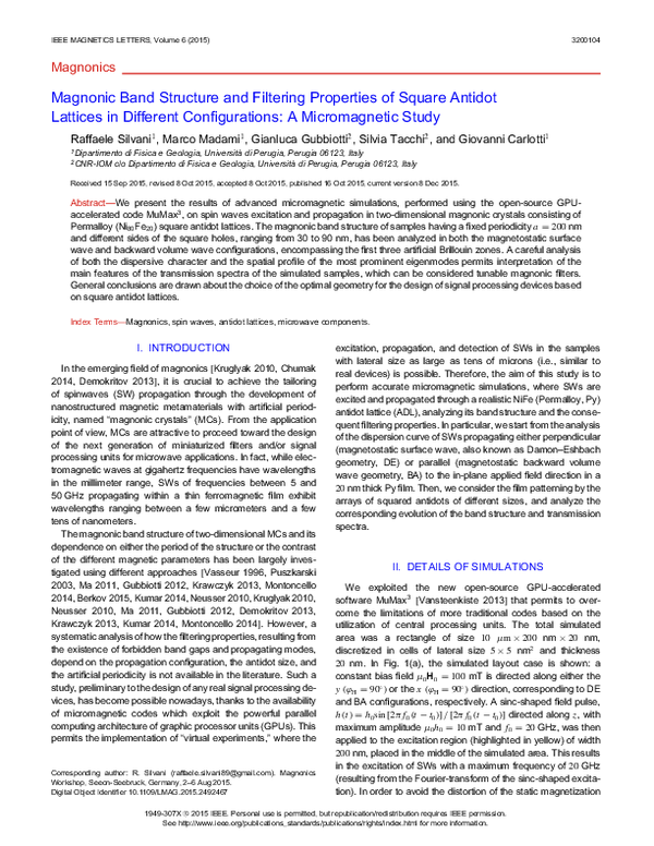 (PDF) Magnonic Band Structure and Filtering Properties of Square ...