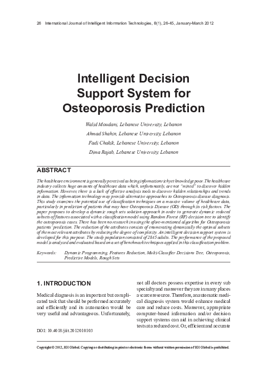 (PDF) Intelligent Decision Support System for Osteoporosis Prediction