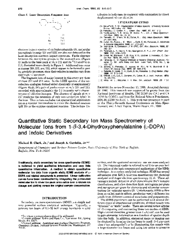 (PDF) Quantitative static secondary ion mass spectrometry of molecular ...