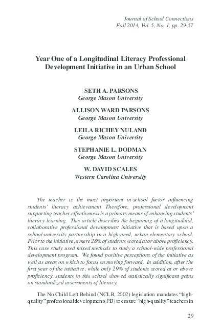 (PDF) Year one of a longitudinal literacy professional development ...