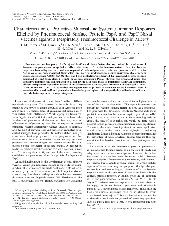 (PDF) Characterization of Protective Mucosal and Systemic Immune ...