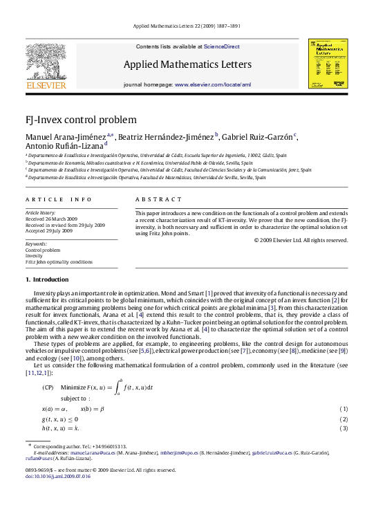 (PDF) FJ-Invex control problem