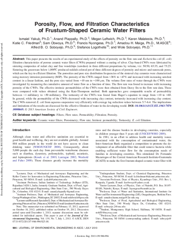 (PDF) Porosity, Flow, and Filtration Characteristics of FrustumShaped