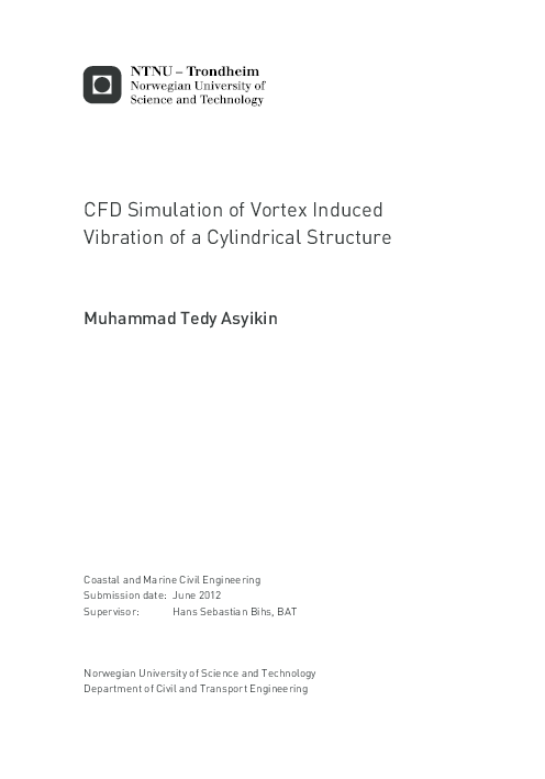 (PDF) CFD Simulation of Vortex Induced Vibration of a Cylindrical Structure