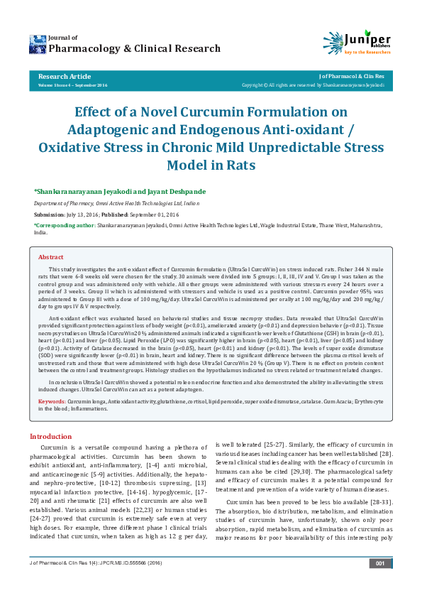 (PDF) Effect of a Novel Curcumin Formulation on Adaptogenic and ...