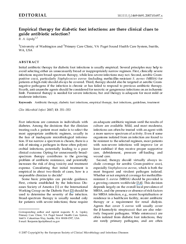 (PDF) Empirical therapy for diabetic foot infections are there