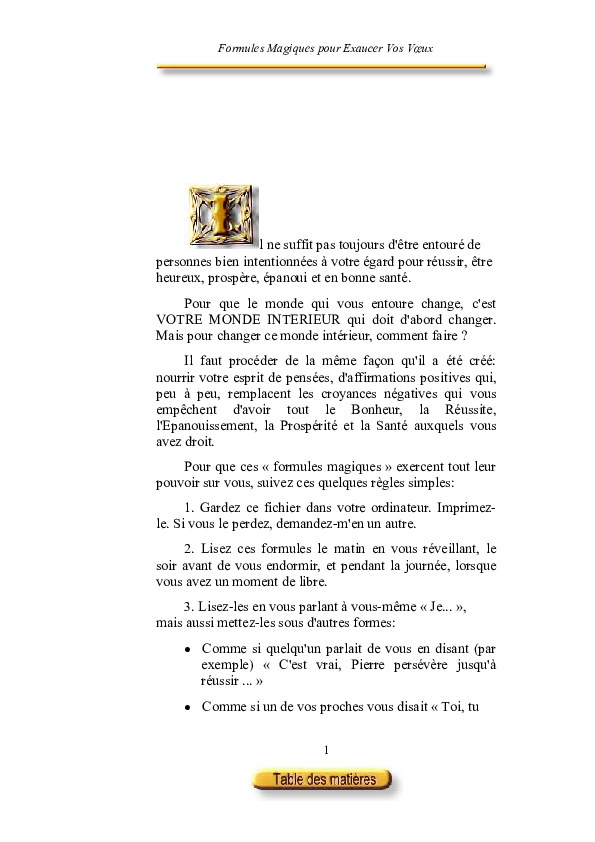 (PDF) Formules Magiques pour Exaucer Vos Voeux
