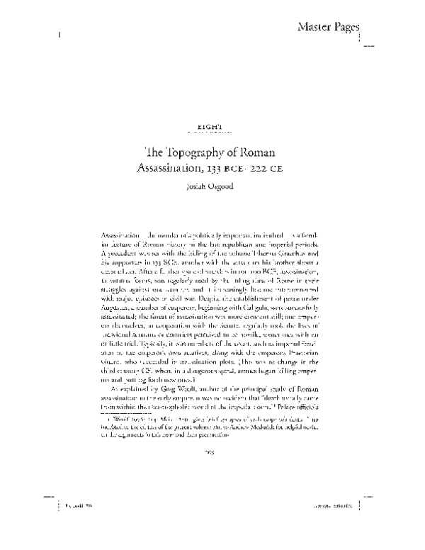 (PDF) "The Topography of Roman Assassination, 133 BCE 222 CE" in Werner Riess and Garrett