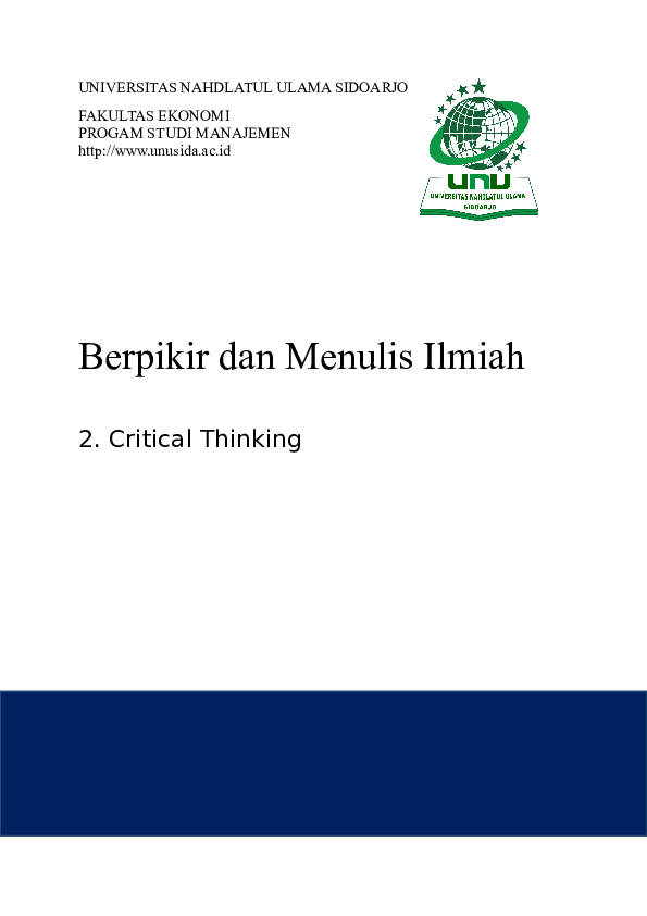 Doc Berpikir Dan Menulis Ilmiah 2 Critical Thinking