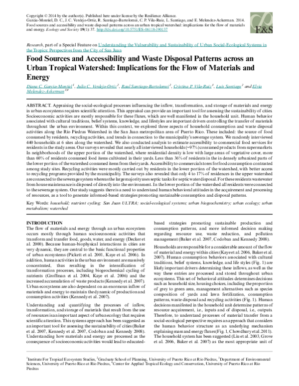 (PDF) Food Sources and Accessibility and Waste Disposal Patterns across ...