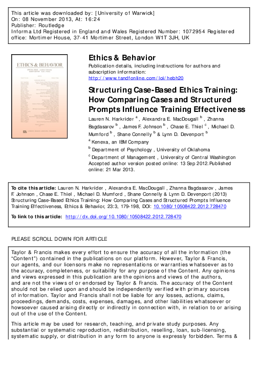 (PDF) Structuring Case-Based Ethics Training: How Comparing Cases and ...