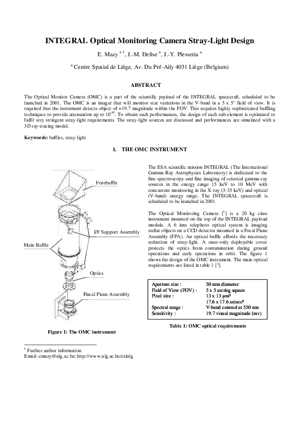 (PDF) INTEGRAL's Optical Monitoring Camera stray-light design