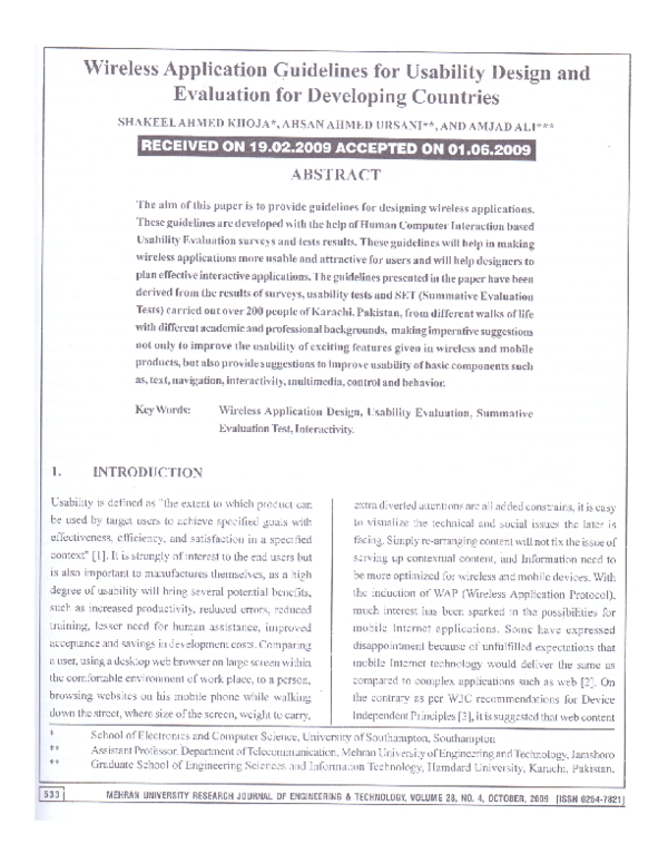 (PDF) Wireless application guidelines for usability design and ...