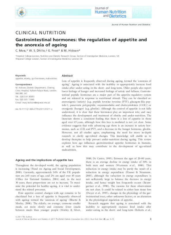 (PDF) Gastrointestinal hormones: the regulation of appetite and the ...