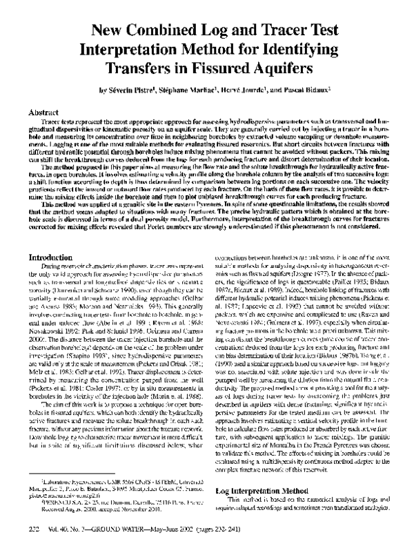 (PDF) New Combined Log and Tracer Test Interpretation Method for ...
