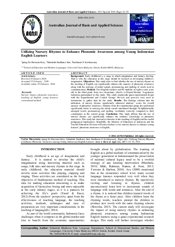 (PDF) Australian Journal of Basic and Applied Sciences Australian ...