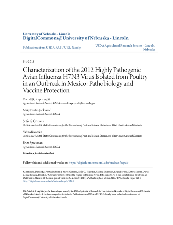 (PDF) Characterization of the 2012 Highly Pathogenic Avian Influenza ...
