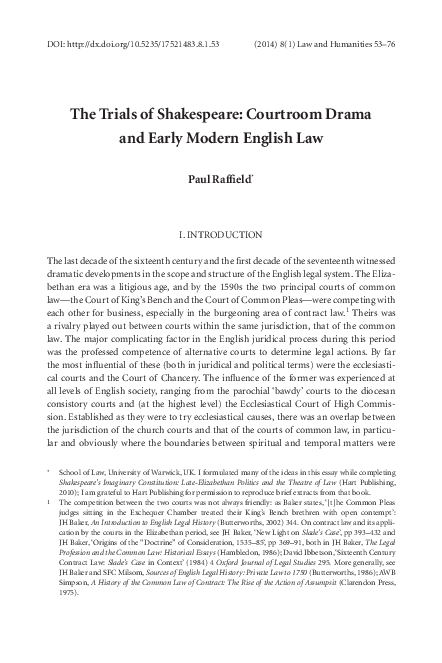 (PDF) The Trials of Shakespeare: Courtroom Drama and Early Modern ...