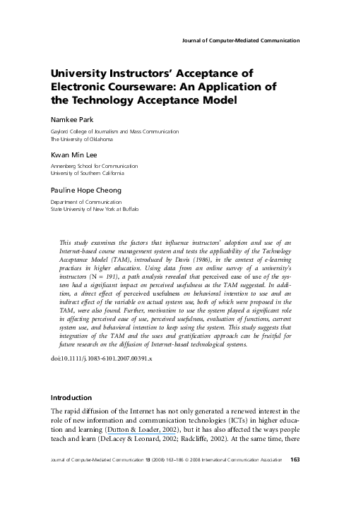 (PDF) University Instructors’ Acceptance of Electronic Courseware: An ...