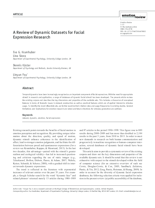 (PDF) A review of dynamic datasets for facial expression research