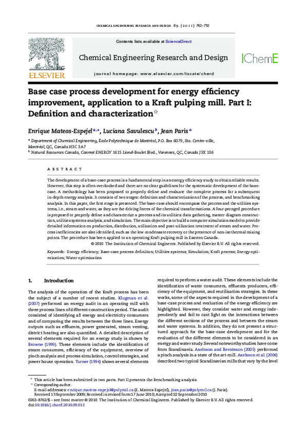 (PDF) Base case process development for energy efficiency improvement ...