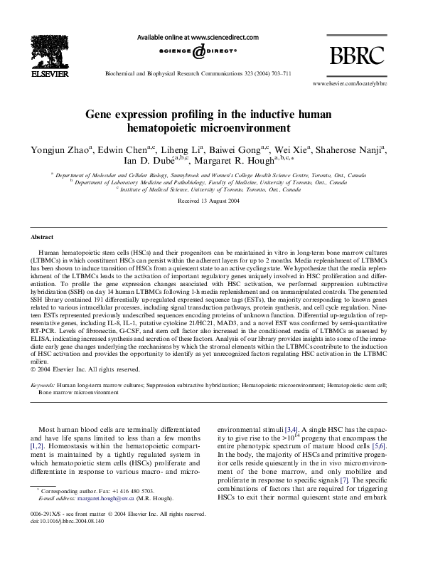 (PDF) Gene expression profiling in the inductive human hematopoietic ...