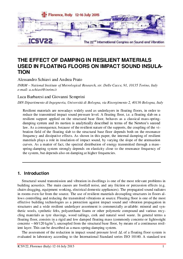 (PDF) The Effect of Damping in Resilient Materials Used in Floating