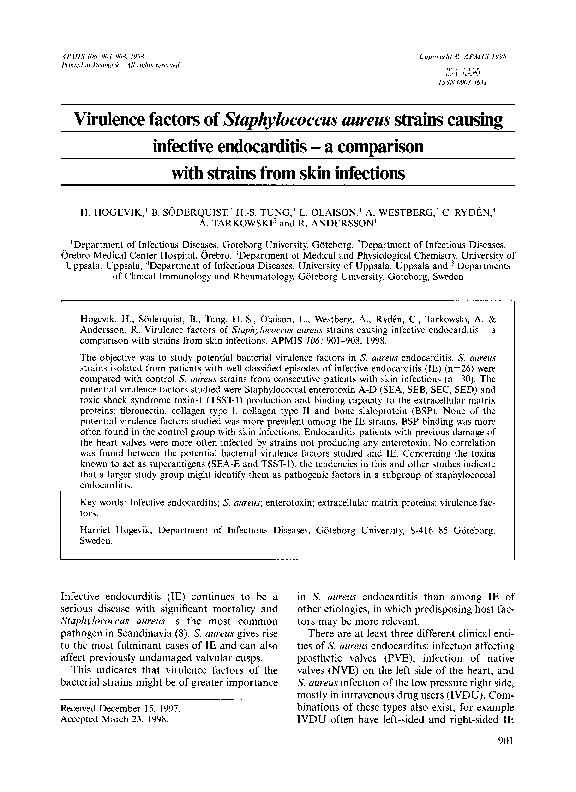 (PDF) Virulence factors of Staphylococcus aureus strains causing ...